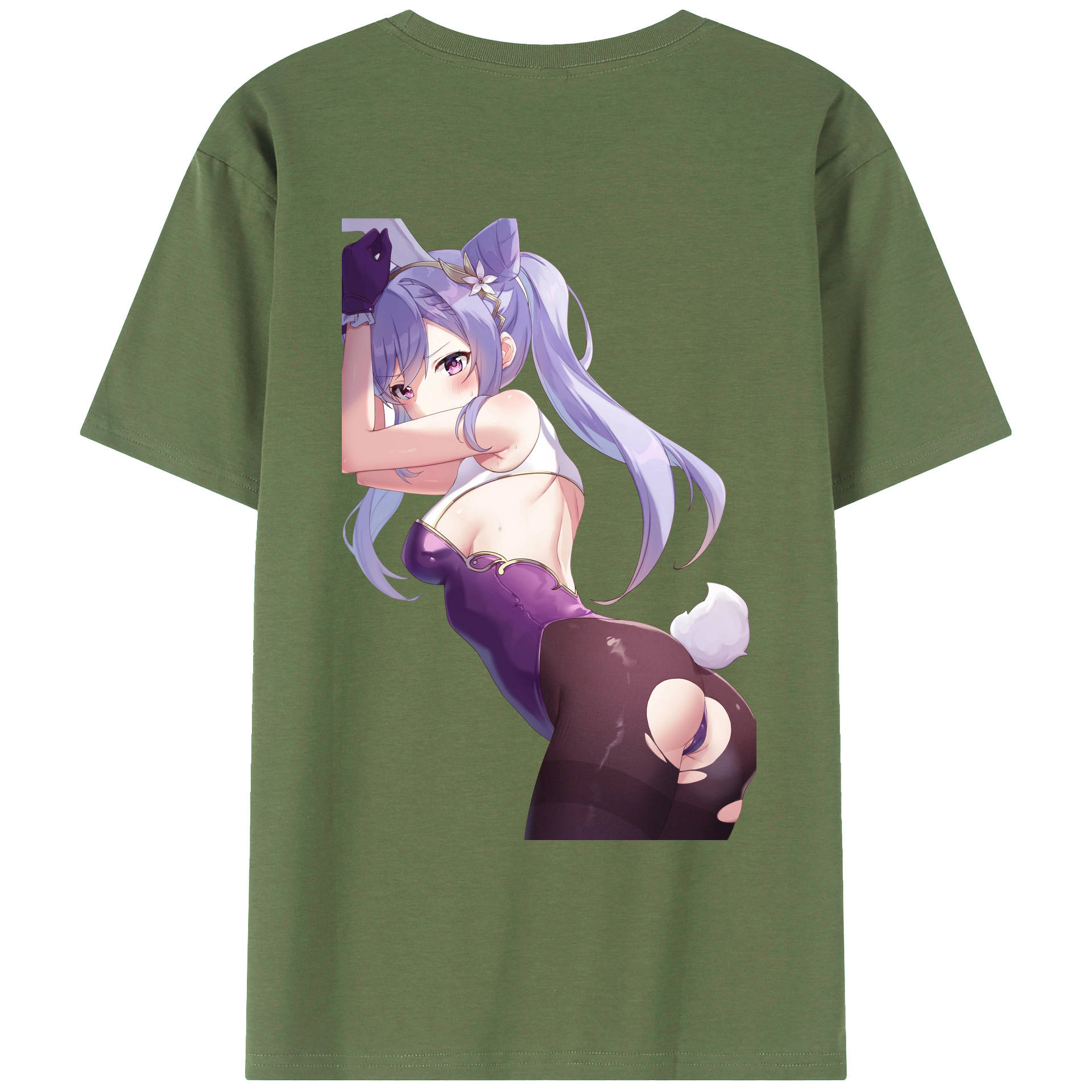げんし神 刻晴 こくせい genshin Kokusei 綿100％ メンズ半袖Tシャツ（バックプリント） 通気性